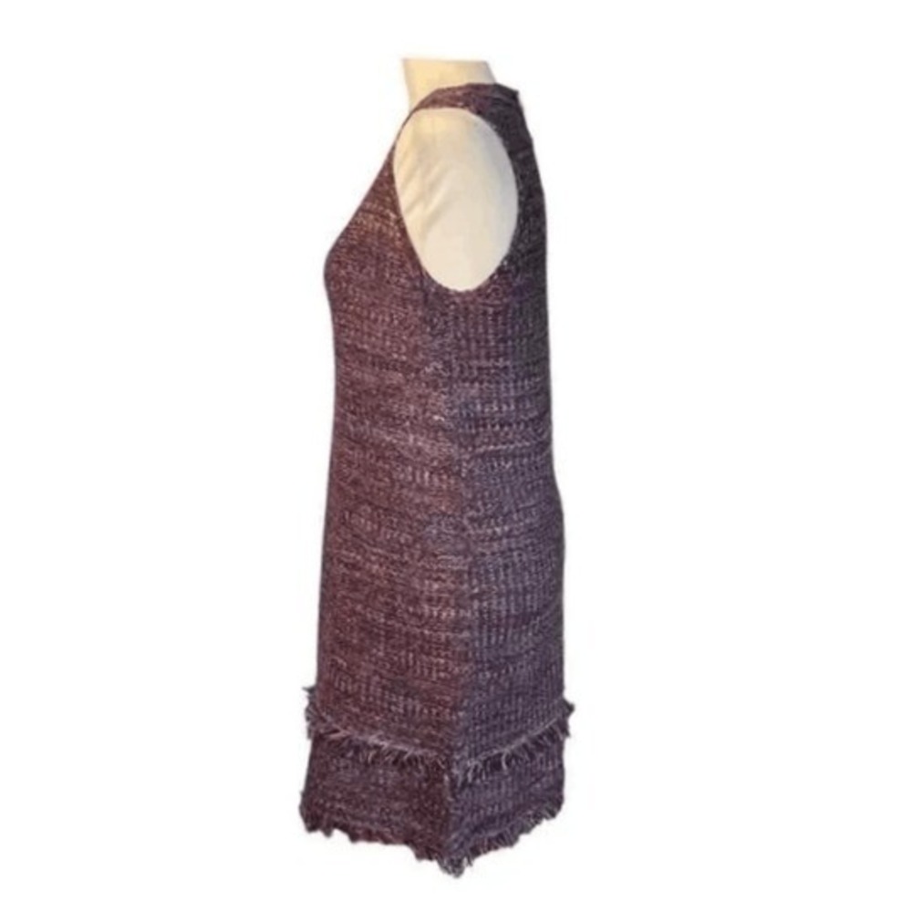 Ethereal Paper Crane Sweater Dress Blue Red Knit Bohemian Fringe Hem S - Picture 8 of 12